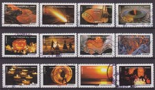 France 2012 : les 12 timbres du Carnet - Fête du timbre - le feu- oblitérés