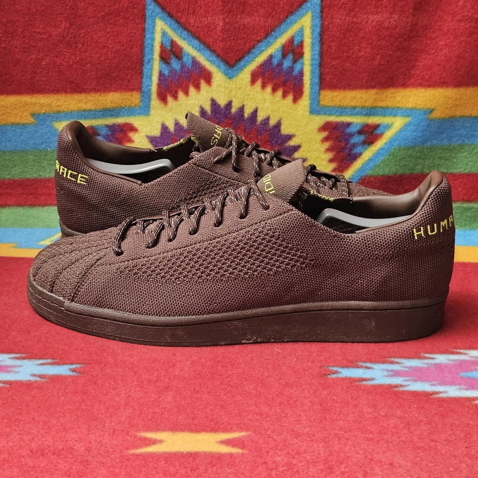 Adidas Pharrell W. Superstar Prime Knit Sneakers Mens Size 13 Lace Up Shoes BRN - Image 3 of 4