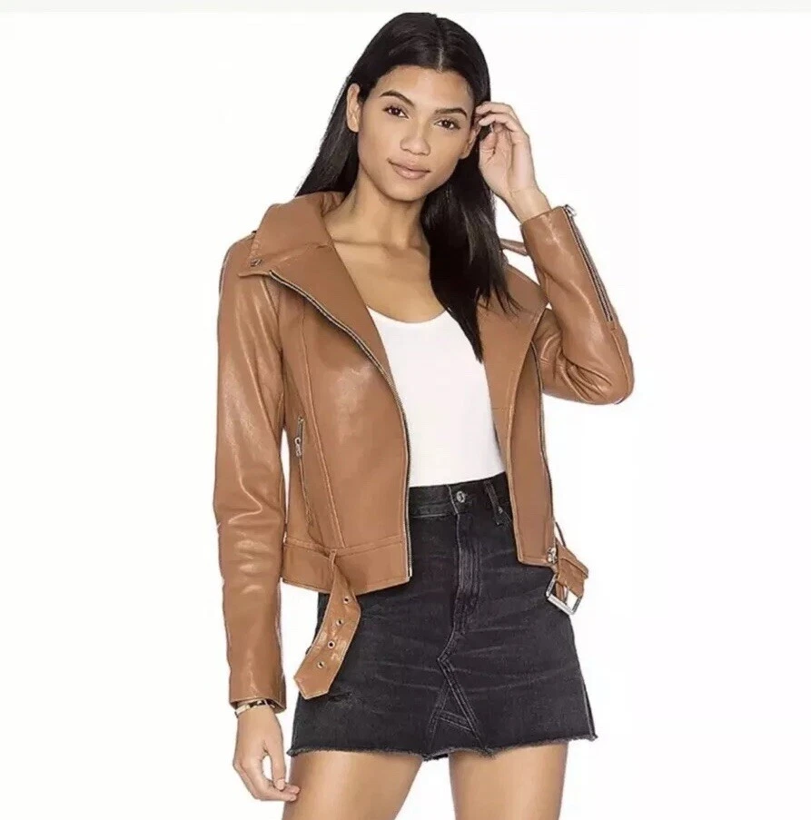 Mackage Hania Moto Leather Jacket Cognac size Large New 850