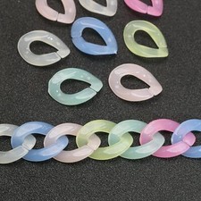 100 Jelly Color Acrylic Flat Twist Oval Linking Rings Open Chain Beads 23X17mm
