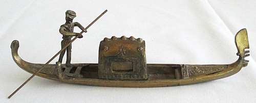 Gondola Paperweight Inkwell Brass Plated Zinc - Picture 4 of 10