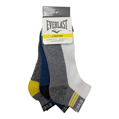 Everlast Men s Performance Socks 3 Pack Moisture Wicking Cushioned Large 6-12
