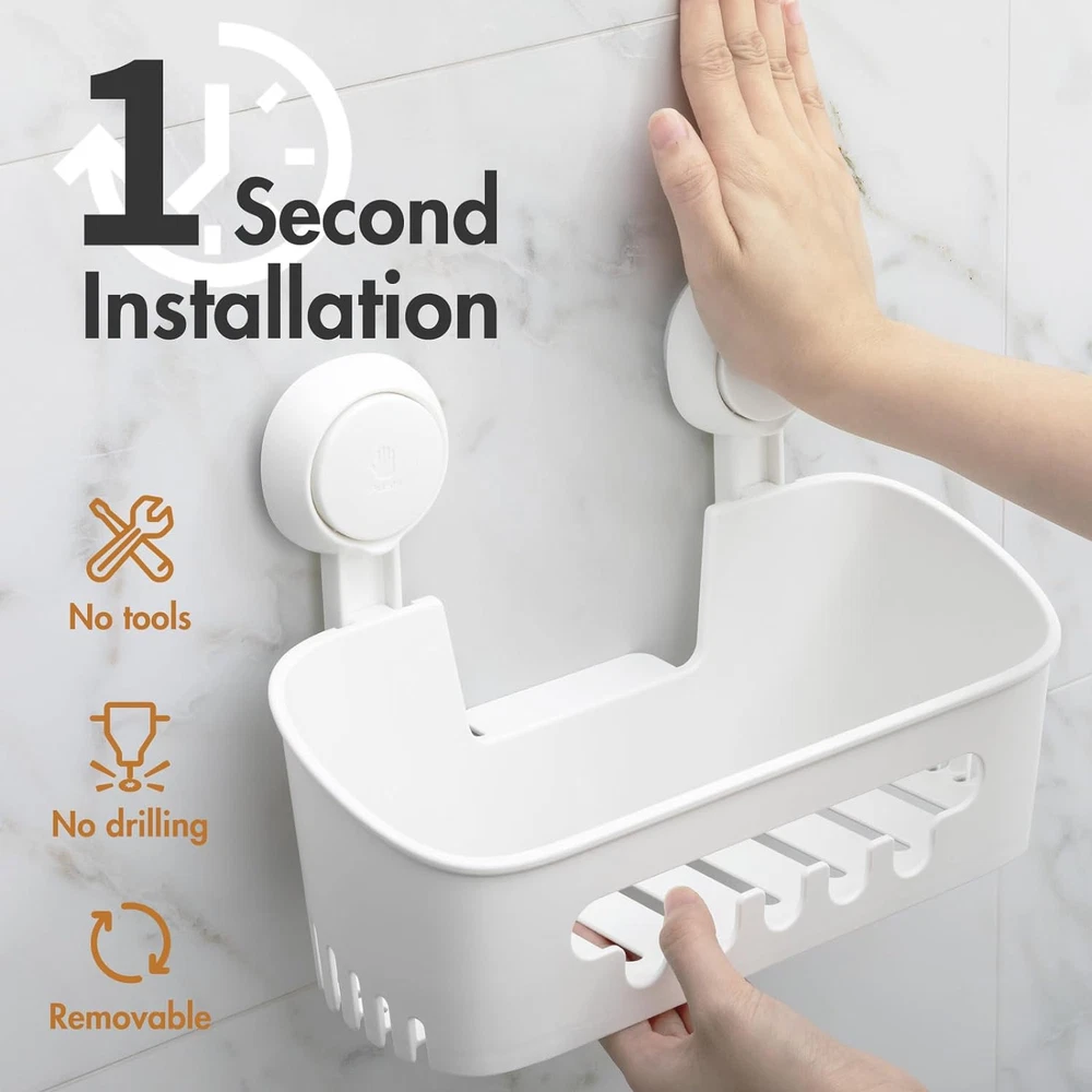 Shower Caddy Suction Cup Shower Shelf Suction Shower Basket Removable Powerful S