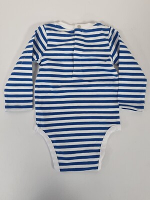 Jacadi Paris Long Sleeve Bodysuit Blue White Stripe, Size Months