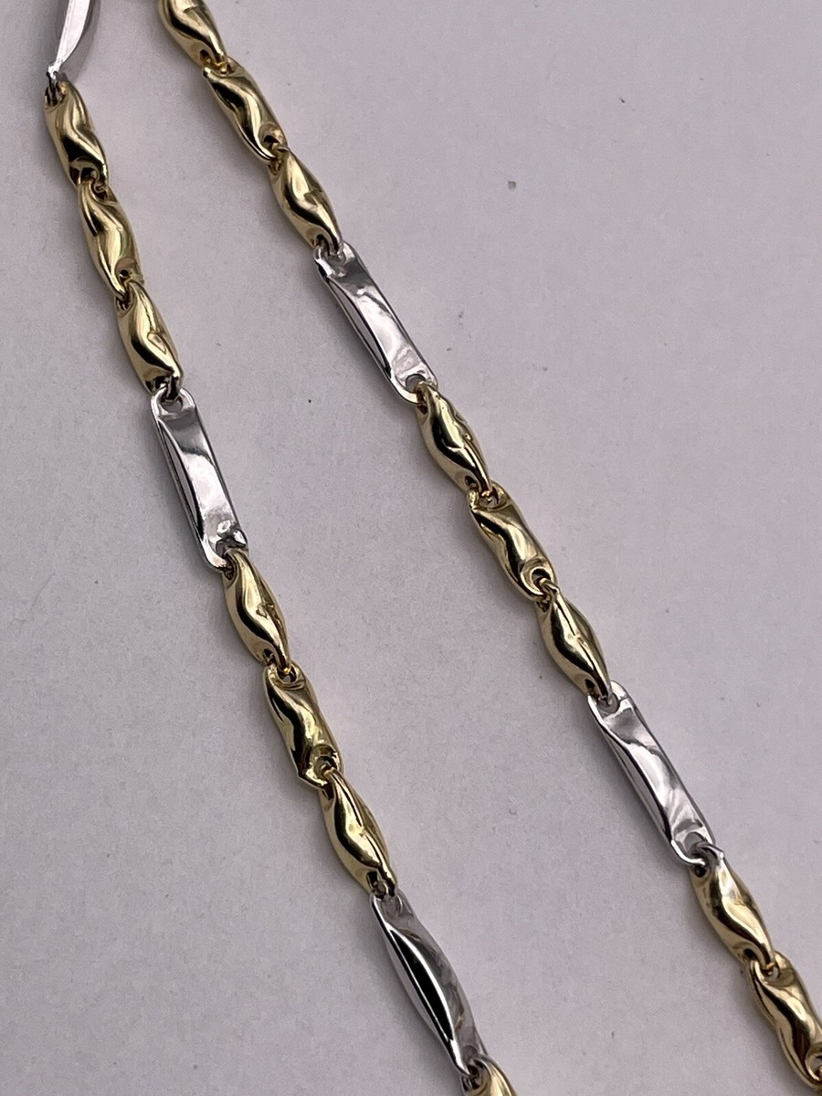 18K Yellow & White Gold Pillow Link 2.5mm Chain, 19.5 inch