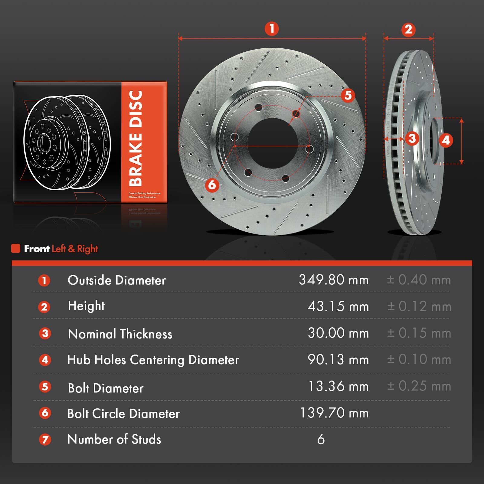 Front Side Drilled Brake Rotor for Nissan Armada 0714 TITAN 0819