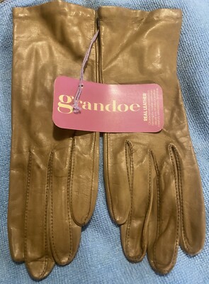 NWT GRANDOE LADIES TAN LEATHER DRESS GLOVES - SIZE 7