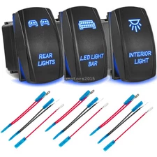 3x LED Light Rocker Switches 5 Pin On-Off SPST For Polaris Ranger RZR UTV Can-Am