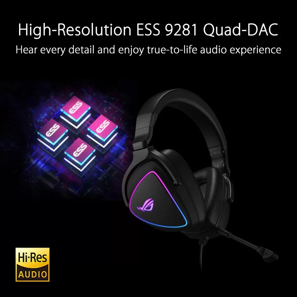 Asus ROG Delta S Wired RGB Gaming Headset with AI noise cancelling mic Black - Image 2 of 4