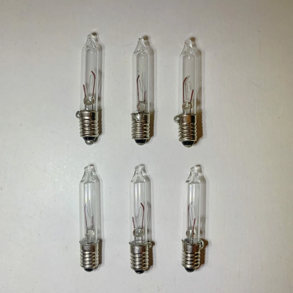 6x 12.5V Clear E5 LES Lilliput Replacement Christmas Light Bulbs Screw in Base