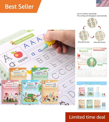 Colorful Magic Ink Handwriting Practice Books with 3D Groove Design - Set of 5