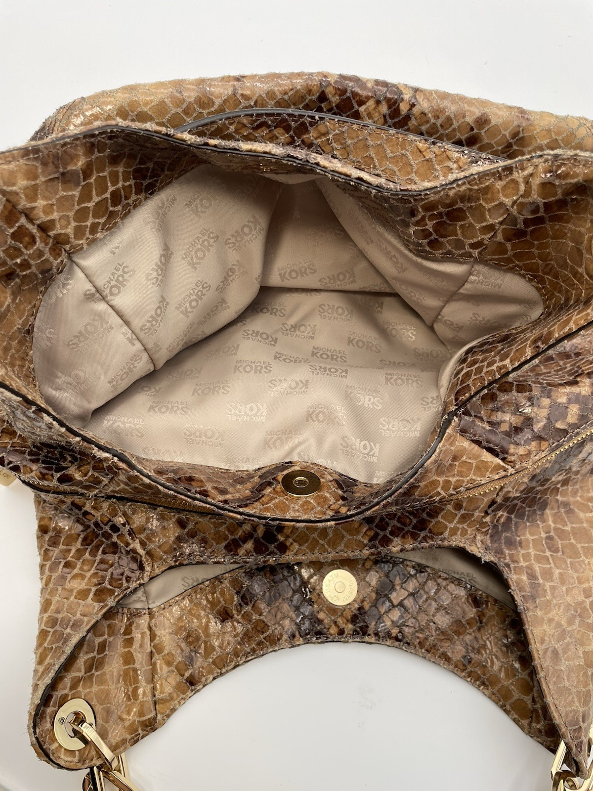 Michael Kors Chain Python Print Shoulder Bag Size… - image 10