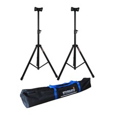 A Pair Of Universal Tripod Audio PA Speaker Stands With Zipper Nylon Carry Bag