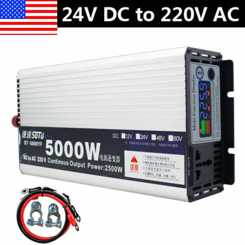 Inversor de potencia de onda sinusoidal pura 5000 W DC 24V a AC 220 V EE. UU. Foto 3 de 4