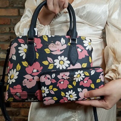 Kate Spade Darcy Graphic Blooms Small Satchel Crossbody Bag