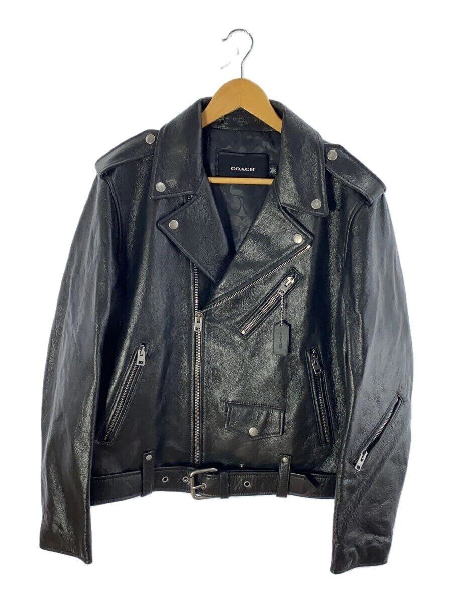GIACCA COACH RIDERS DOPPIA S PELLE NERA TINTA UNITA CL359 usata