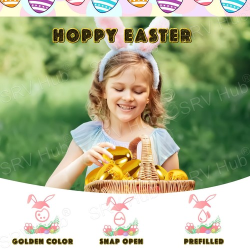Huevos de Pascua precargados de oro metálico con dijes de comida 6 cm juguete lleno de huevos de Pascua - Imagen 7 de 48