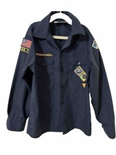 Boy Scouts of America Long Sleeve Blue Uniform Shirt Youth Medium Size 10-12
