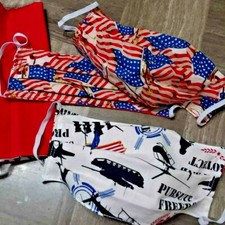 Patriotic Flag Protect Freedom Adult Face Mask Reuseable Reversible 100 Cotton
