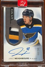 2021-22 The Cup JAKE NEIGHBOURS Rookie Patch Auto /249 St. Louis Blues Card #175. rookie card picture