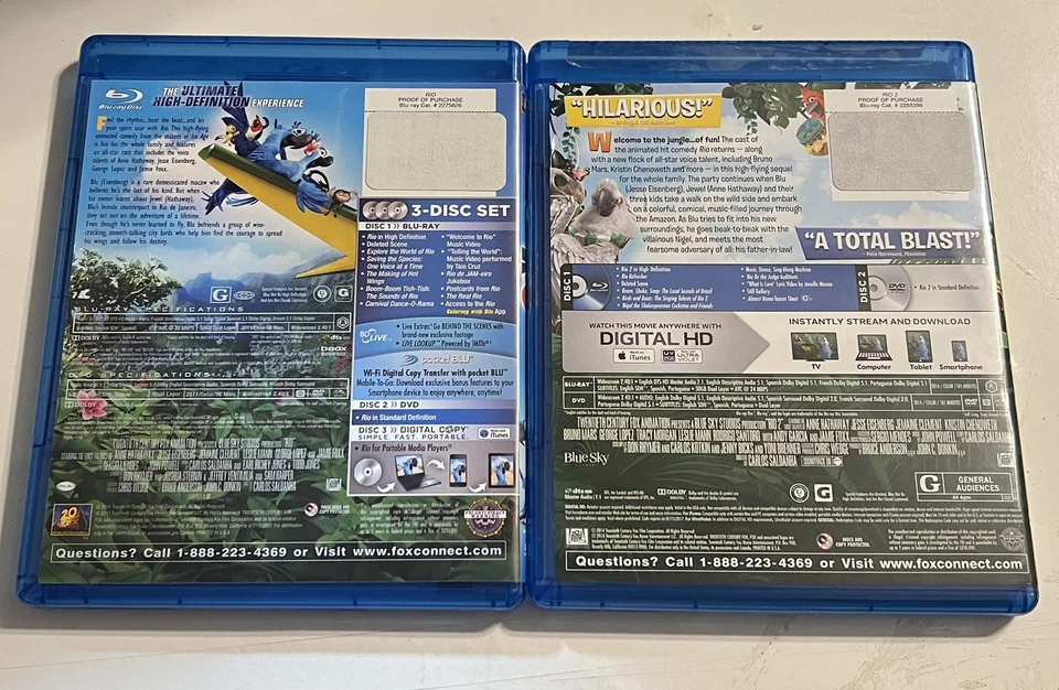 Rio & Rio 2 (Blu-ray) Free Shipping Discs Never Viewed - Image 2 of 2