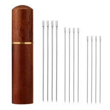 12pcs Self Easy Threading Needles, 3 Sizes Top Hanging Needles Silver