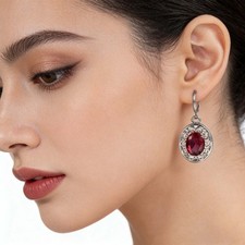 Women's Retro Hollowed Out Petal Pendant Earrings Synthetic Crystal Ear Buckle