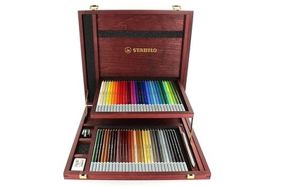 - CarbOthello - Chalk-Pastel Pencil - Wooden Box of 60 - Assorted colors with...