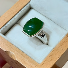 Yemeni Aqeeq Ring, 925 Sterling Silver Natural Agate Ring, Shia Ring Green Agate