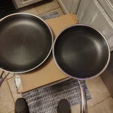 Hexclad Non-Stick Multi-Compatible 12.5" & 11" Heavy Duty Stainless Pro Skillet