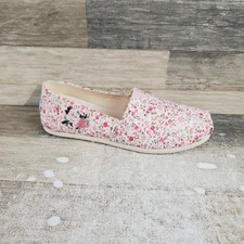 Toms Alpargata Womens Flats Sz 8.5 Multi Pink Floral Embroidered Casual Slip On