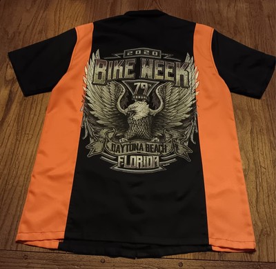 2020 Daytona Beach Bike Week Biker Apparel Large Button Up Mechanic Shirt