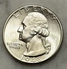 1948-P Washington Quarter - BU - Brilliant Uncirculated - 90% Silver