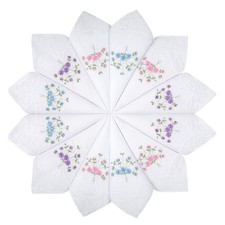 Selected Hanky Women's Cotton One Size, Blue pink purple, 12 Pieces