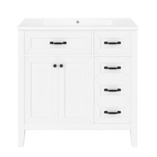 Modern 36" Bathroom Vanity Set with Sink, Painted Solid Wood Frame, Ample
