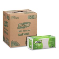 Marcal 6506 11.4" x 12.5" 100 Recycled Luncheon Napkins - White 6/CT New
