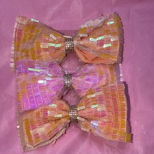 Girls Bow Hair Accessories Set Pink Orange Multicolor Sequin Fabric One Size