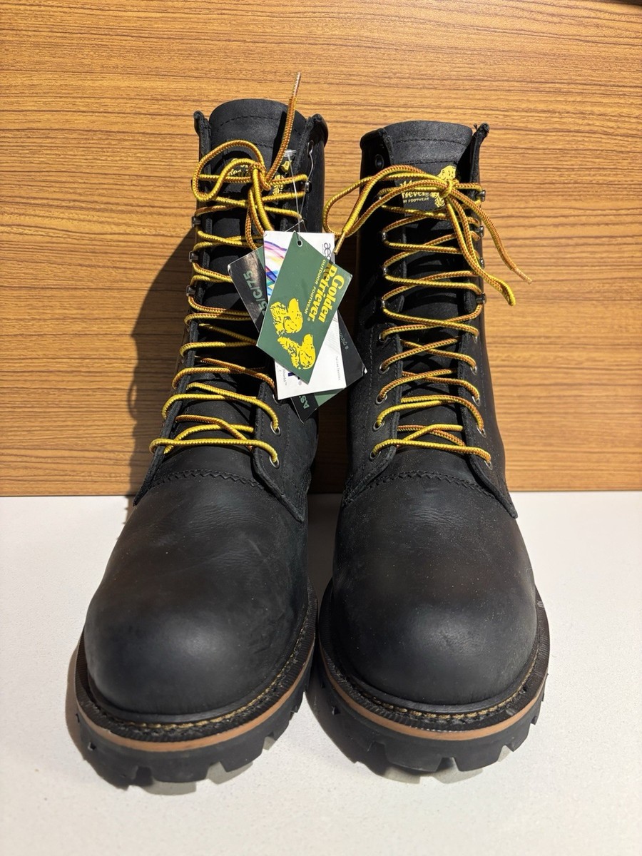 Golden Retriever 09085 Steel Toe Black Motorcycle Boots Size 14EE