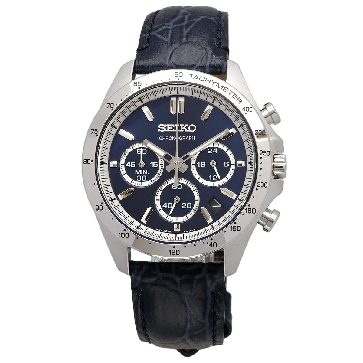 SEIKO SPIRIT SBTR019 Cronógrafo Cuarzo Cara Azul Reloj Hombre Correa de Cuero