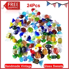 24 PCS Handmade Vintage Murano Style Various Glass Sweets Glass Candy Ornaments