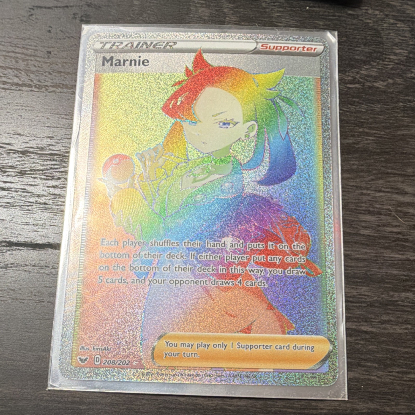 Pokémon Marnie Secret Rare Full Art Holo Trainer 208/202 Swsh01 Sword & Shield