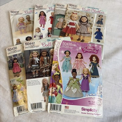 7  Simplicity Crafts 18'' Doll Clothing Clothes Patterns 6 Uncut *READ*