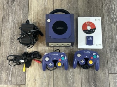 Nintendo GameCube Indigo Purple Console OEM 2 Controllers Game Cables Tested