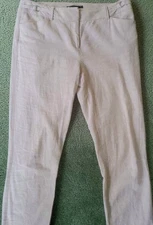 7th Avenue Design Studio Linen/Cotton Blend Tan Flat Front Ankle Pants SZ 8