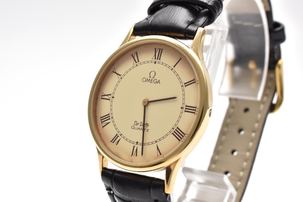EXC+5* Vintage OMEGA De Ville Cal.1365 Quartz Cream Roman Dial