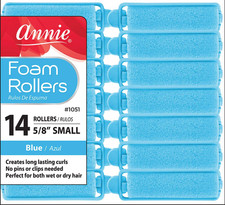 Salon Style Small Foam Hair Rollers - 5/8" Blue - 14 Piece Set - Soft Heat-le...