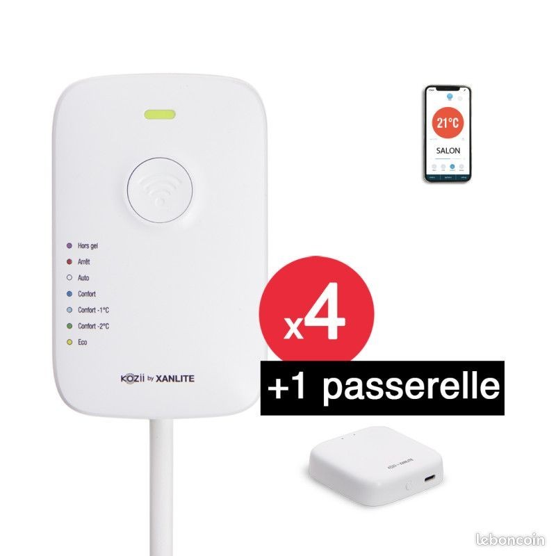 Thermostat connecté fil pilote WiFi programmateur domotique pour radiateur électrique lot de 4