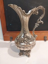 VINTAGE SILVER-PLATED PELTRATO FOOTED PITCHER VASE EWER MADE IN ITALY 95-100