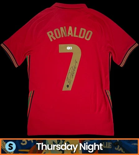 CRISTIANO RONALDO SIGNED AUTO PORTUGAL SOCCER JERSEY BECKETT STICKER