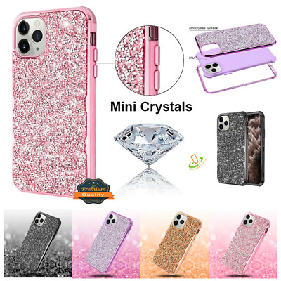 For iPhone SE 2nd 8 7 6 Glitter Sparkle Rugged Hybrid Crystal Bling Diamond